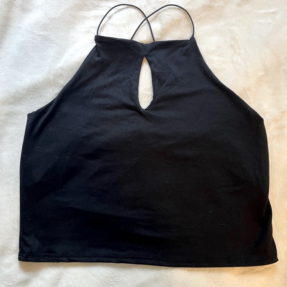 Gaze Black Sleeveless Crop Tank Top
